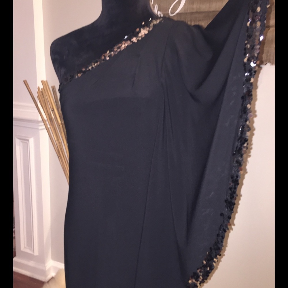 New with tag, black one sleeve dress with sequins